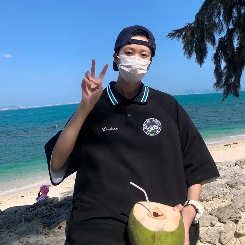 Áo Thun POLO Tay Ngắn Dáng Rộng Phong Cách Preppy Nhật Bản Thời Trang Mùa Hè Mới Cho Nam