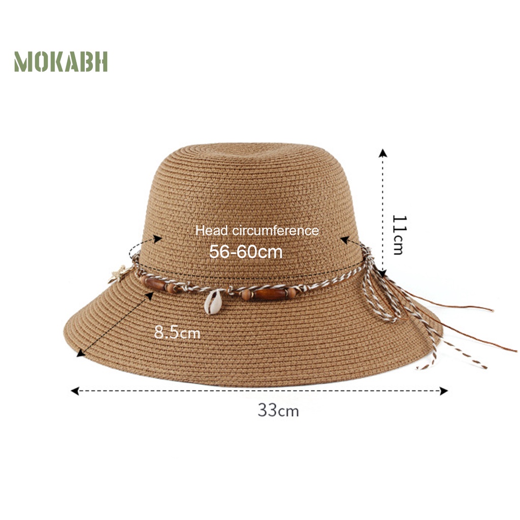 Mũ Vành Tròn Chống Nắng Màu Trơn Trang Trí Vỏ Sò Biển Cho Nữ