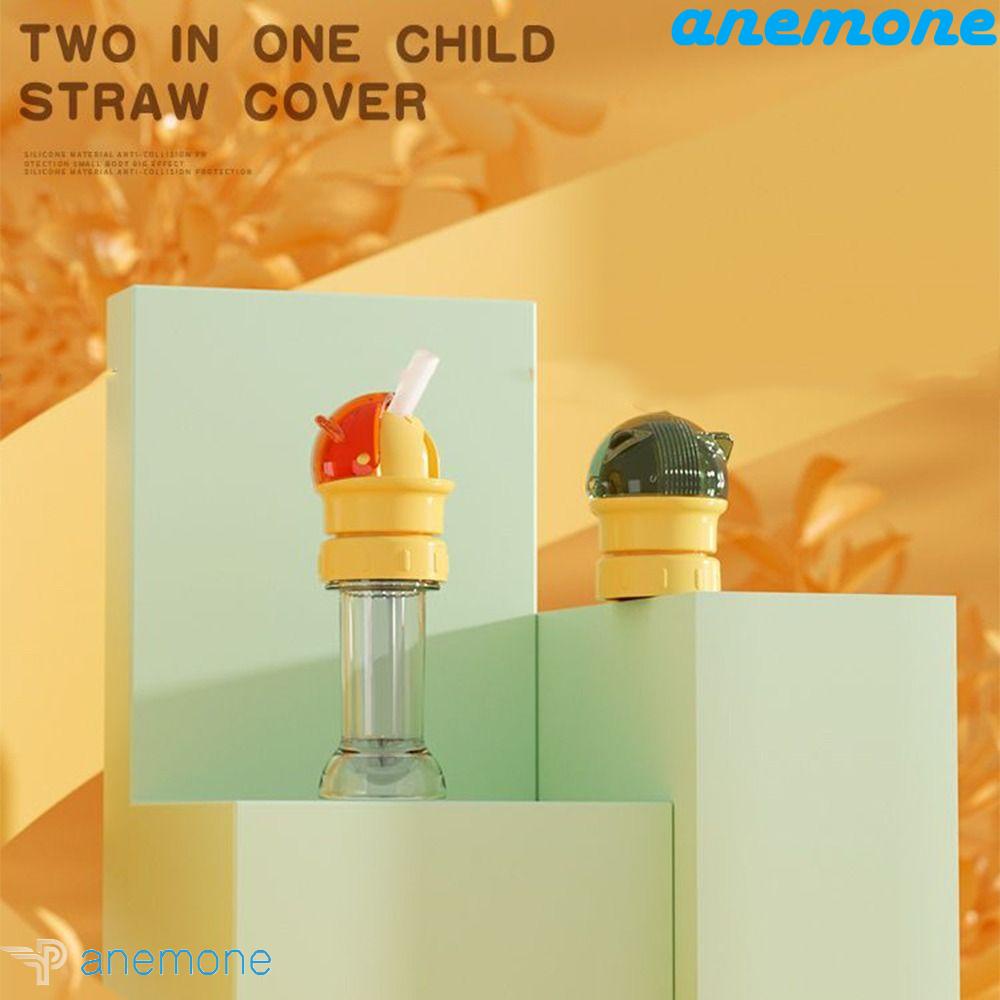 Nắp Đậy Bình Nước 2 Trong 1 Bằng Silicone Chống Tràn Kèm Ống Hút Dành Cho Trẻ Em