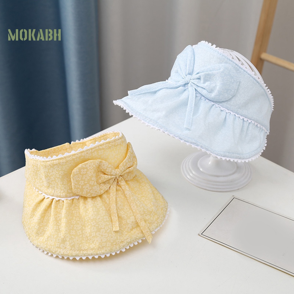 Mũ Vành Tròn Chống Nắng Đính Nơ Dài Vành Dễ Điều Chỉnh Bảo Vệ Khuôn Mặt Cho Bé Gái