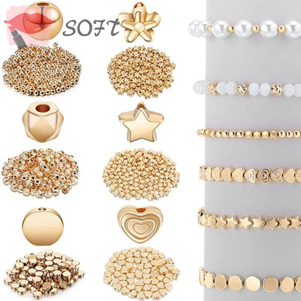 Bộ 1200 Hạt Xỏ Lỗ Hình Trái Tim / Bông Hoa Dùng Để Làm Trang Sức DIY