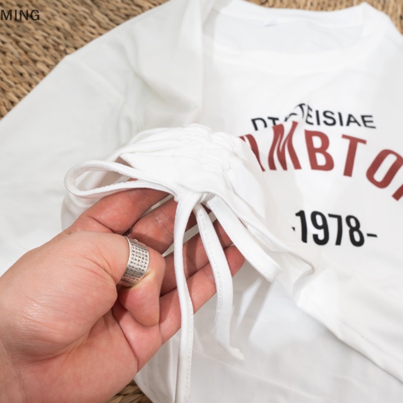 Áo Thun Lửng Tay Ngắn Cổ Tròn In Chữ Phối Dây Rút Thời Trang Cho Nữ