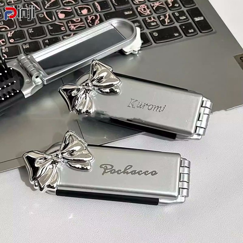 Lược Gấp Tích Hợp Gương Trang Điểm Tích Hợp Nơ Dễ Thương Mát Xa Da Đầu