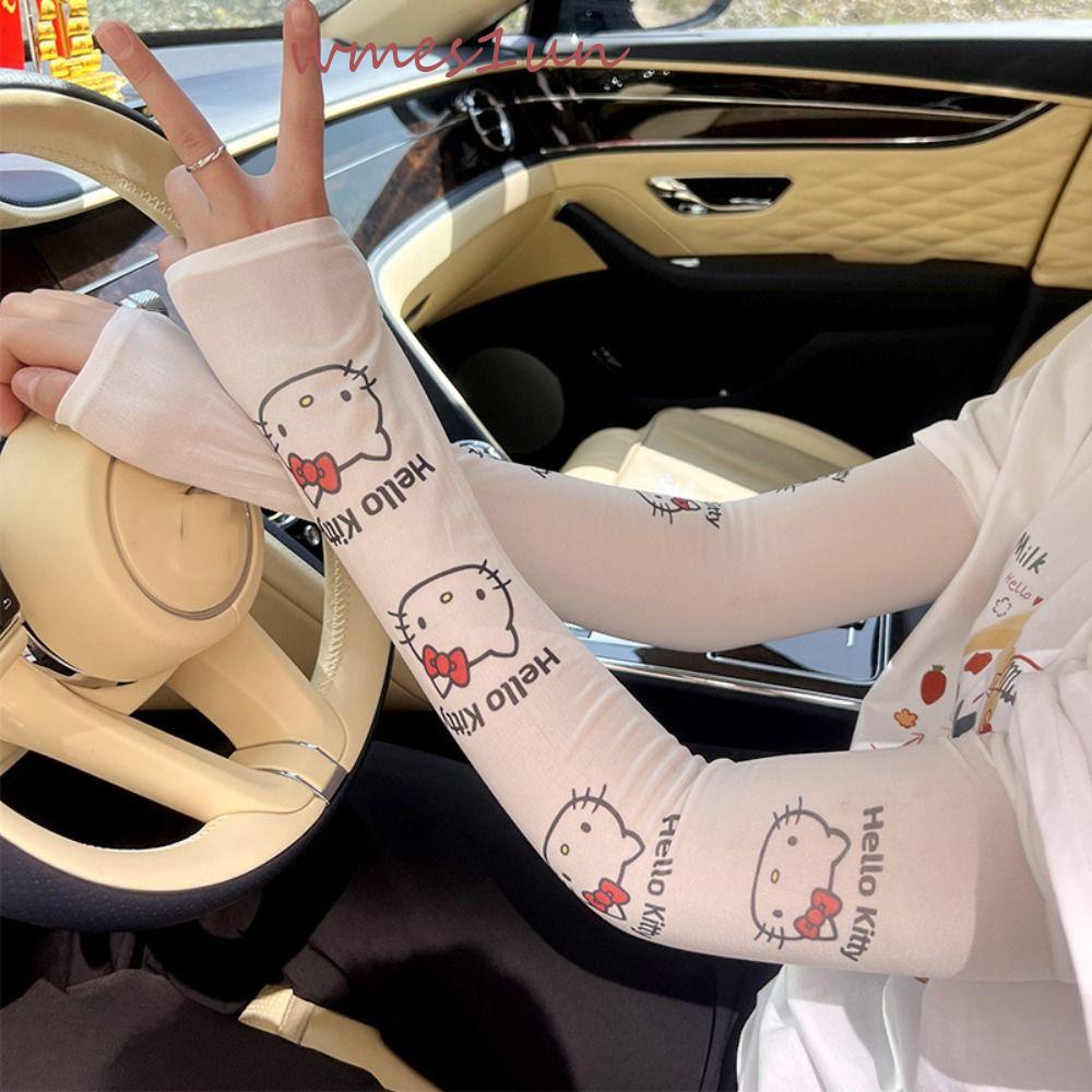 Ống Tay Áo Dài 15H Họa Tiết Hoạt Hình Kt Mèo Kuromi Cinnamoroll Dâu Tây Gấu StellaLou Dễ Thương Cho Nữ