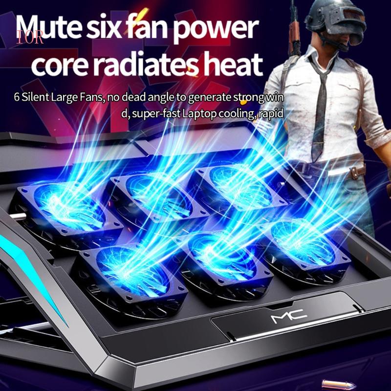 Giá Đỡ Laptop Có 6 Quạt Tản Nhiệt Và 2 Cổng Usb Có Thể Gập Lại Tiện Dụng