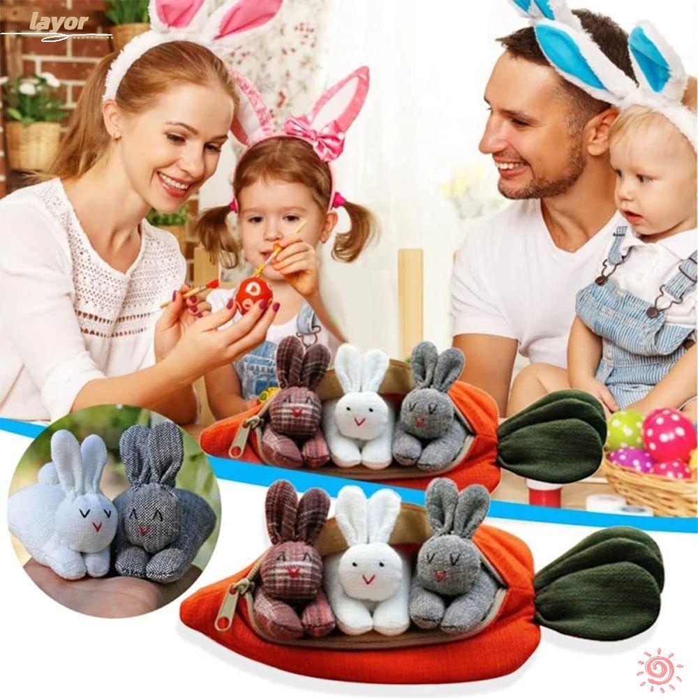 Lay Ví Đựng Tiền Xu Hình Ba Thỏ Cà Rốt Nhồi Bông Làm Quà Tặng Phục