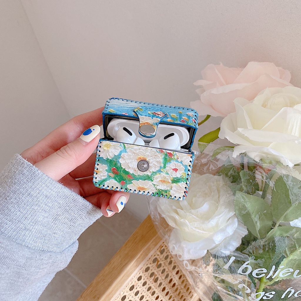 Vỏ Bảo Vệ Hộp Sạc Tai nghe không dây AirPods 1 / 2 / 3 Pro2 2022 Bằng Tpu Mềm Chống Sốc Họa Tiết Tranh Sơn Dầu