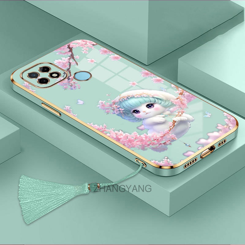 Ốp Điện Thoại TPU Mềm Họa Tiết Hoa Kèm Dây Đeo Cho Realme c21y c25y c21