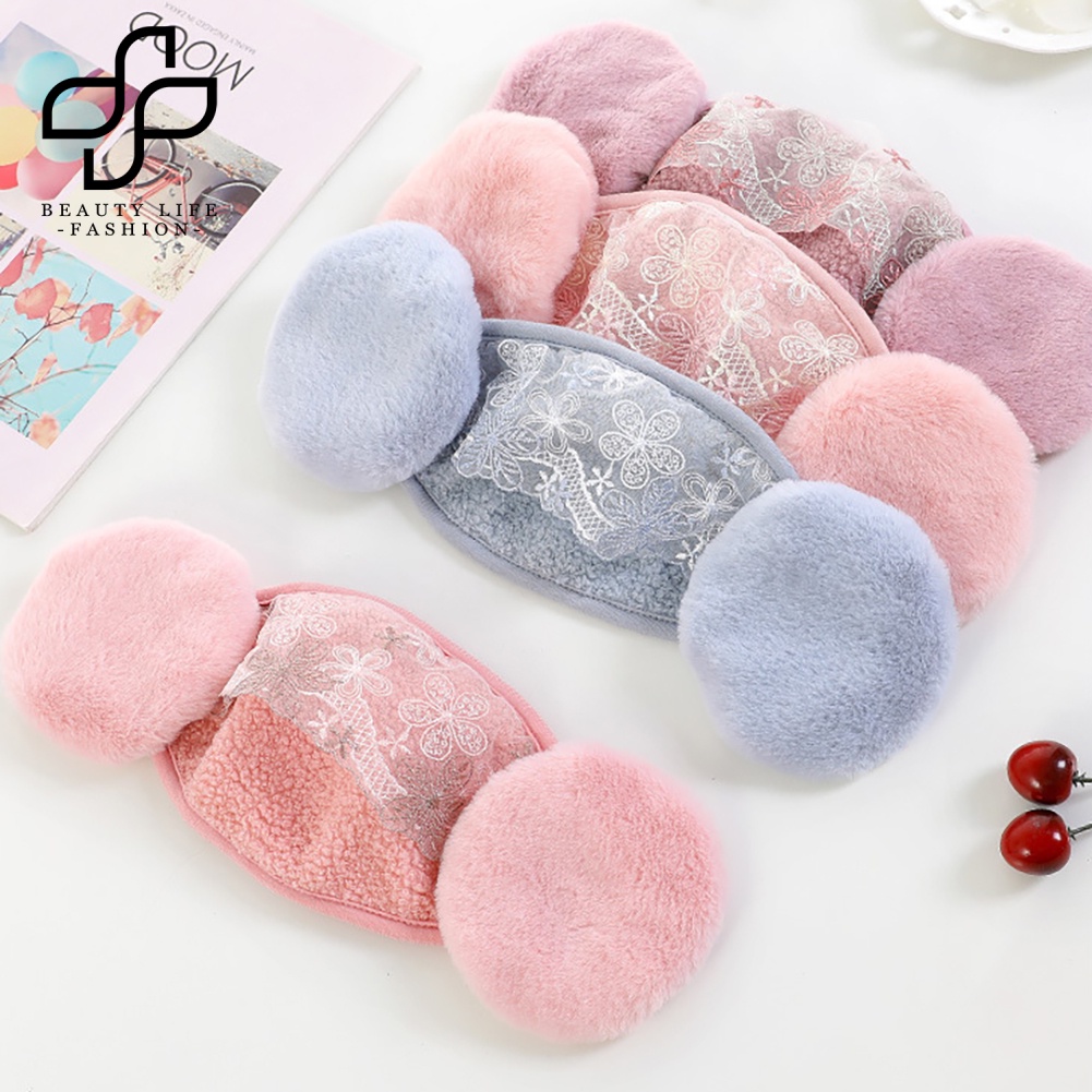 Chụp Tai Che Nửa Mặt Giữ Ấm Phối Ren Thời Trang Thu Đông Cho Nữ