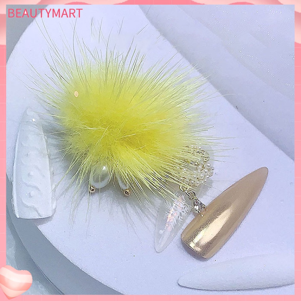 Bộ Móng Tay Giả Đính Ngọc Trai Và Quả Bông 3D Trang Trí Móng Nghệ Thuật DIY