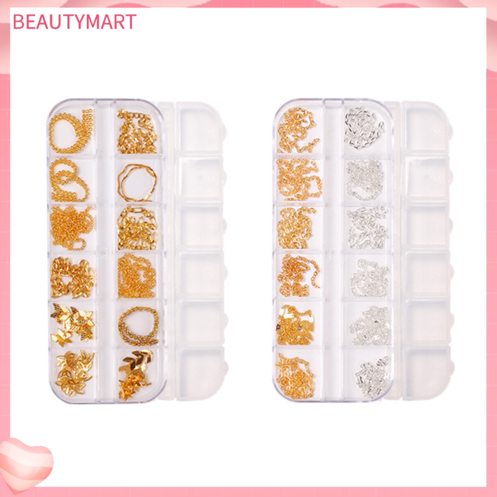 Hộp 12 Ngăn Đựng Phụ Kiện Trang Trí Móng Tay Tạo Hiệu Ứng 3D DIY