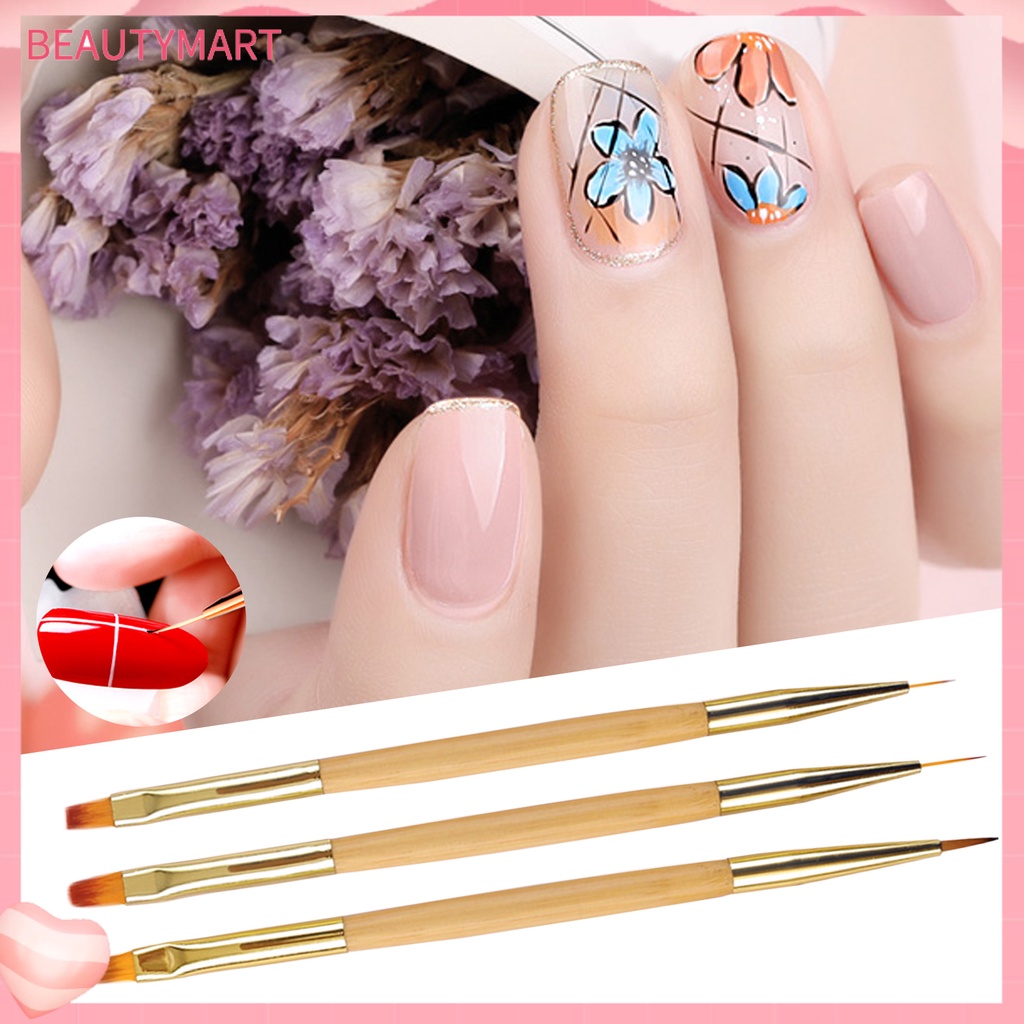 1 / 3 Cây Bút Lông Mềm Hai Đầu Dùng Cho Làm Móng Tay DIY