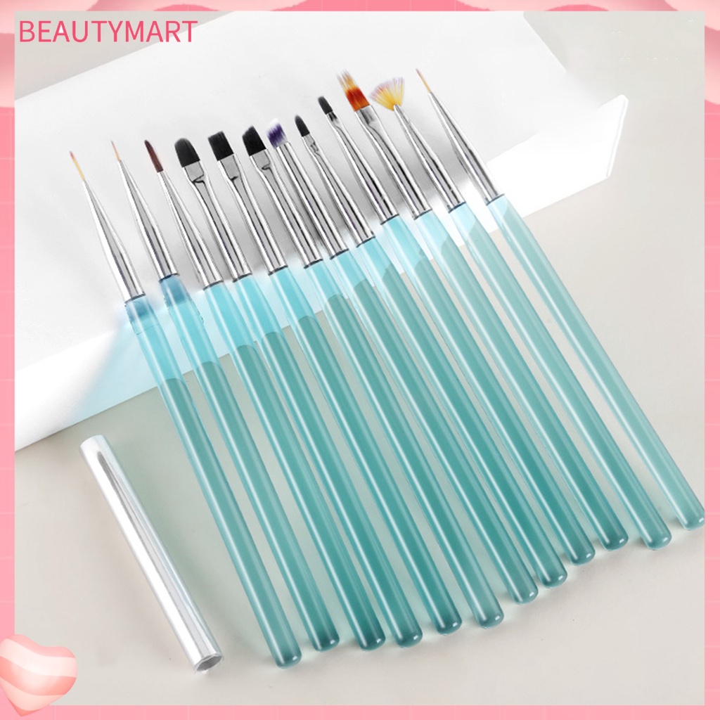Cọ Vẽ Trang Trí Móng Tay Nghệ Thuật Bằng Lông Mềm Tay Cầm Dài Bằng Nhựa Có Thể Tái Sử Dụng