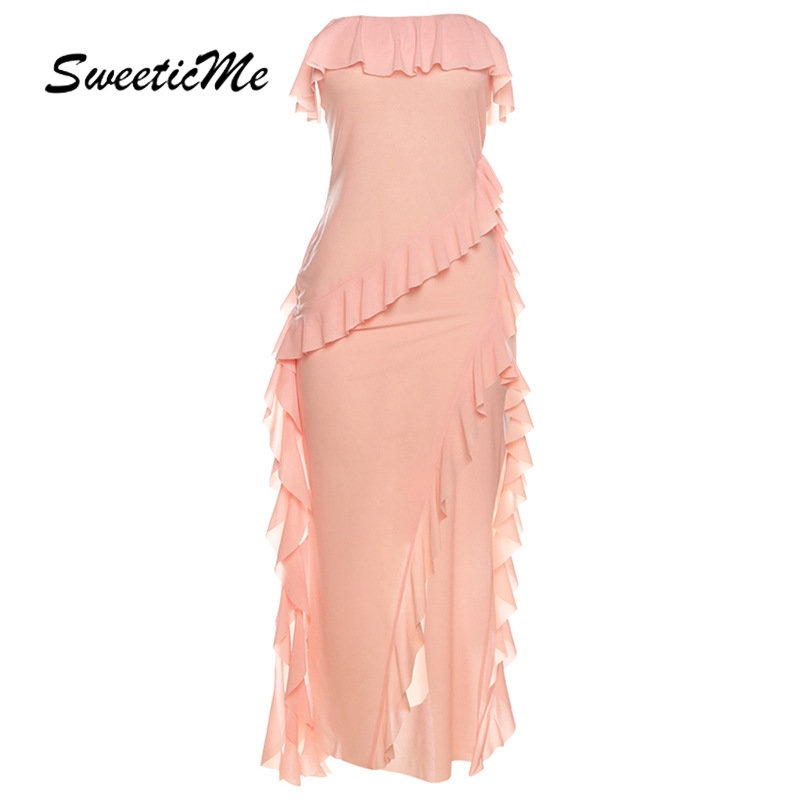 Đầm Dài Dáng Ôm Màu Trơn Thời Trang 2023 Quyến Rũ Dành Cho Nữ