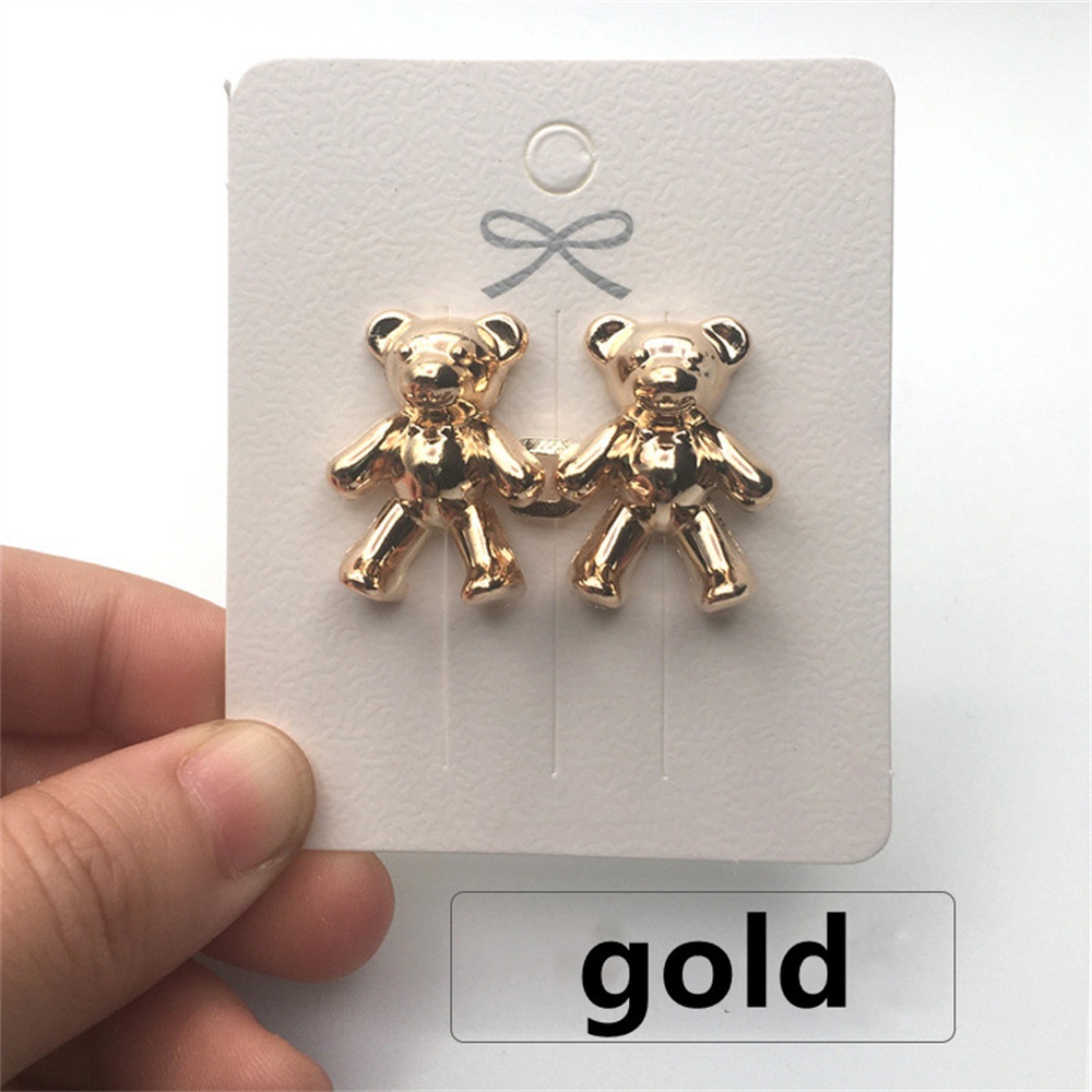 Set 2 Nút Cài Kim Loại Hình Gấu Có Thể Tháo Rời Dành Cho Quần Jean Giảm Đau / Cài Nút