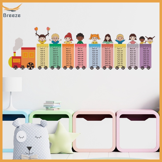 Bộ 2 Tấm Sticker Dán Tường Tự Dính Hình Tàu Lửa Hoạt Hình Trang Trí Phòng Trẻ Em