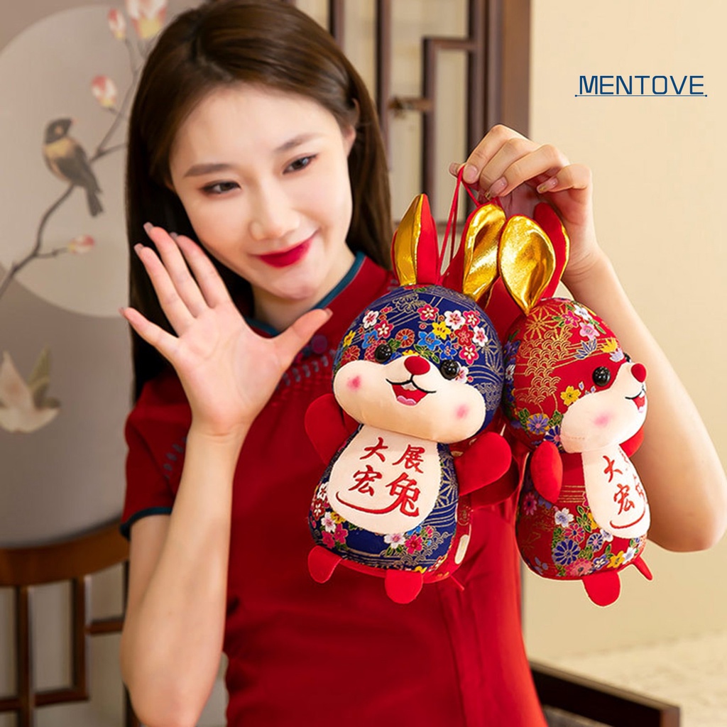 Búp Bê Nhồi Bông Hình Thỏ 3D Mềm Mại Phong Cách Trung Hoa 2023