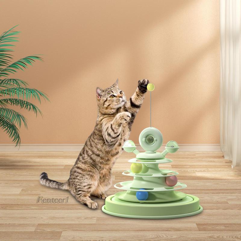 [Fenteer1] Đồ Chơi Xếp Hình Đường Ray Vòng Tròn 3 Lớp Vui Nhộn Cho Mèo Cưng