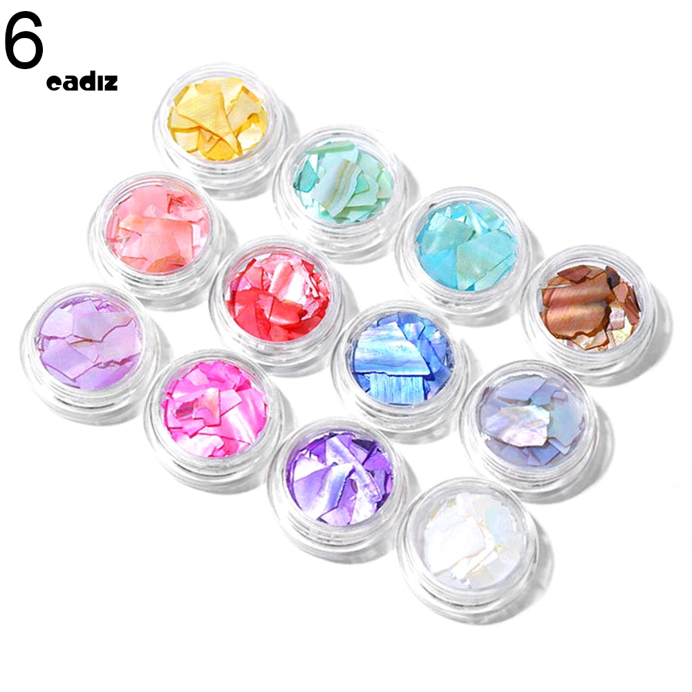 Set 12 Phụ Kiện Trang Trí Móng Tay Hình Vỏ Sò Đính Kim Sa Lấp Lánh