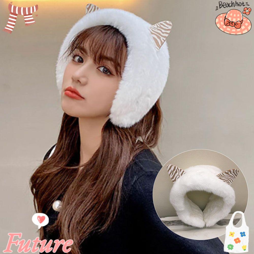 Chụp Tai Lông Giả Mềm Mại Màu Khaki Thời Trang