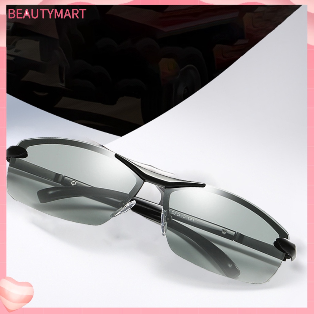 Kính Mát Phân Cực Nửa Gọng Kim Loại Chống Tia UV Cho Nam Lái Xe