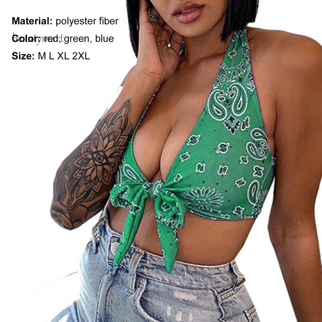 Áo Ngực Không Tay Cổ Chữ V Họa Tiết Paisley Gợi Cảm Cho Nữ beautymartm1