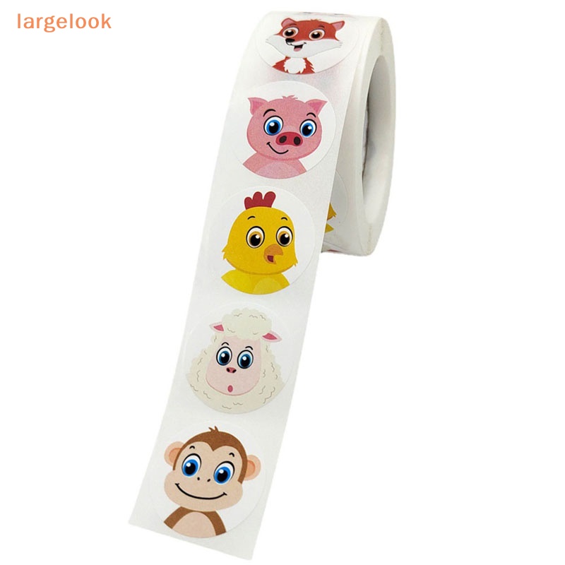 Cuộn 500 Nhãn Dán Họa Tiết Hoạt Hình Động Vật Trang Trí Quà Tặng Cho Bé Diy