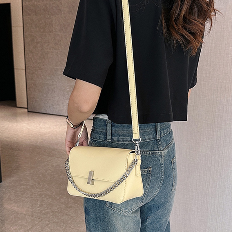 Túi Đeo Vai Hình Vuông Cỡ Nhỏ Phối Dây Đeo Sợi Xích Thời Trang Pháp Cao Cấp Cho Nữ