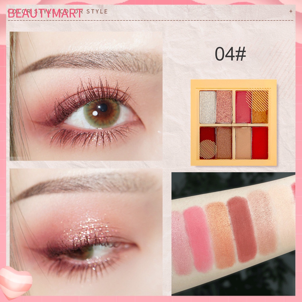Bảng Phấn Mắt beautymart 4g 8 Màu Tông Nhũ Và Lì Trang Điểm Lâu Trôi Chống Nhòe Cho Nữ