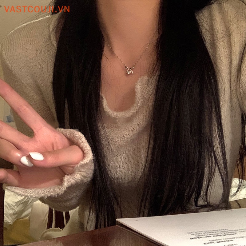 Vòng Cổ Choker Mặt Nơ Đính Đá Zircon Pha Lê Phong Cách Hàn Quốc Cổ Điển Thời Trang Xuân Hè Dành Cho Bạn Nữ VN