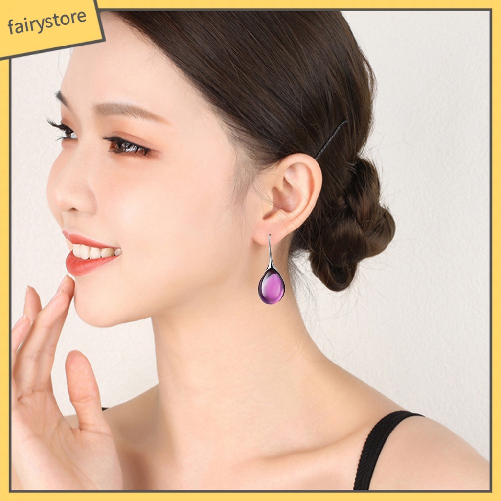 1 Đôi Bông Tai Hình Giọt Nước Đính Pha Lê Giả Trong Suốt Dành Cho Nữ