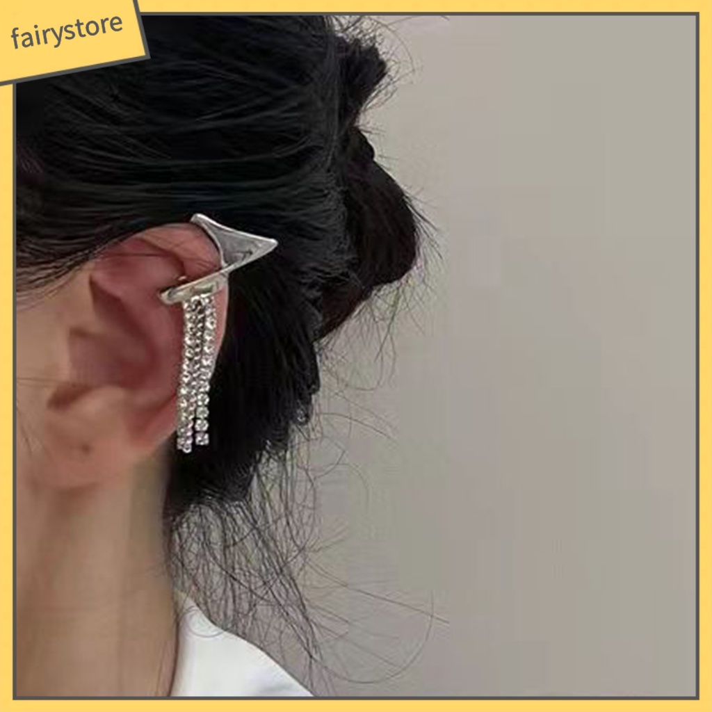 1 Đôi Khuyên Kẹp Vành Tai Đính Đá Phong Cách Hip hop Thời Trang Cho Nữ
