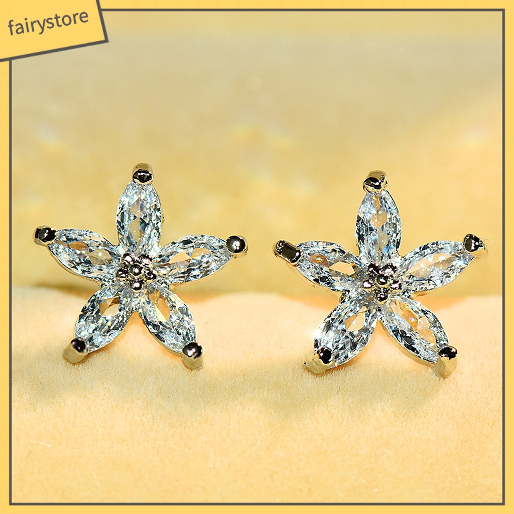 1 Đôi Bông Tai Hình Hoa Đính Đá Nhiều Màu Phong Cách Hàn Quốc