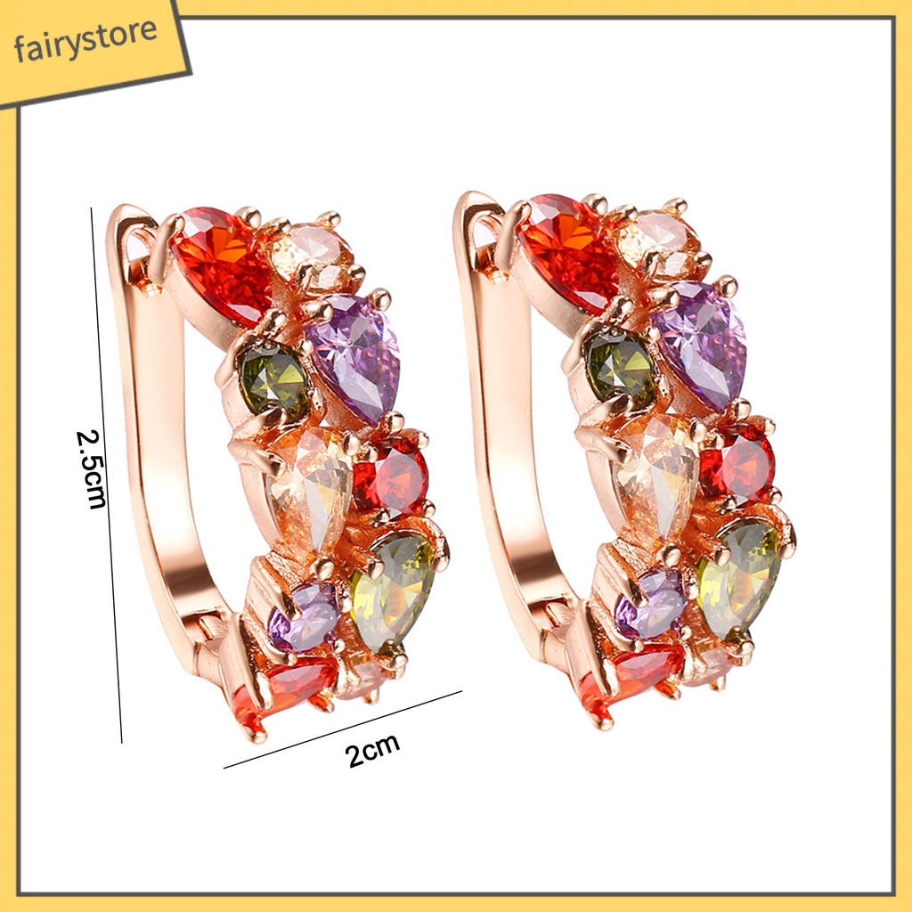 1 Đôi Bông Tai Tròn Đính Đá Zircon Nhiều Màu Thoải Mái Thời Trang Dành Cho Nữ