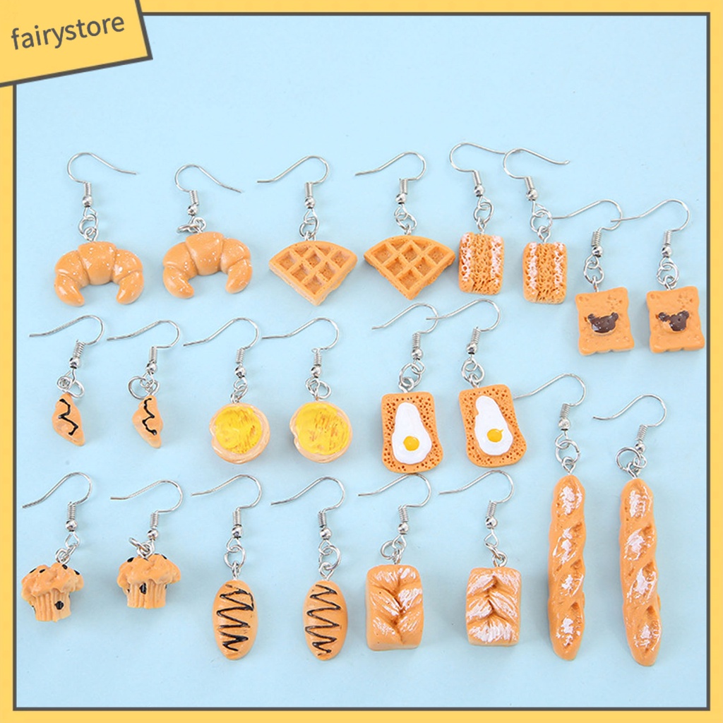 1 Đôi Bông Tai Hình Bánh Mì Dáng Dài Vui Nhộn