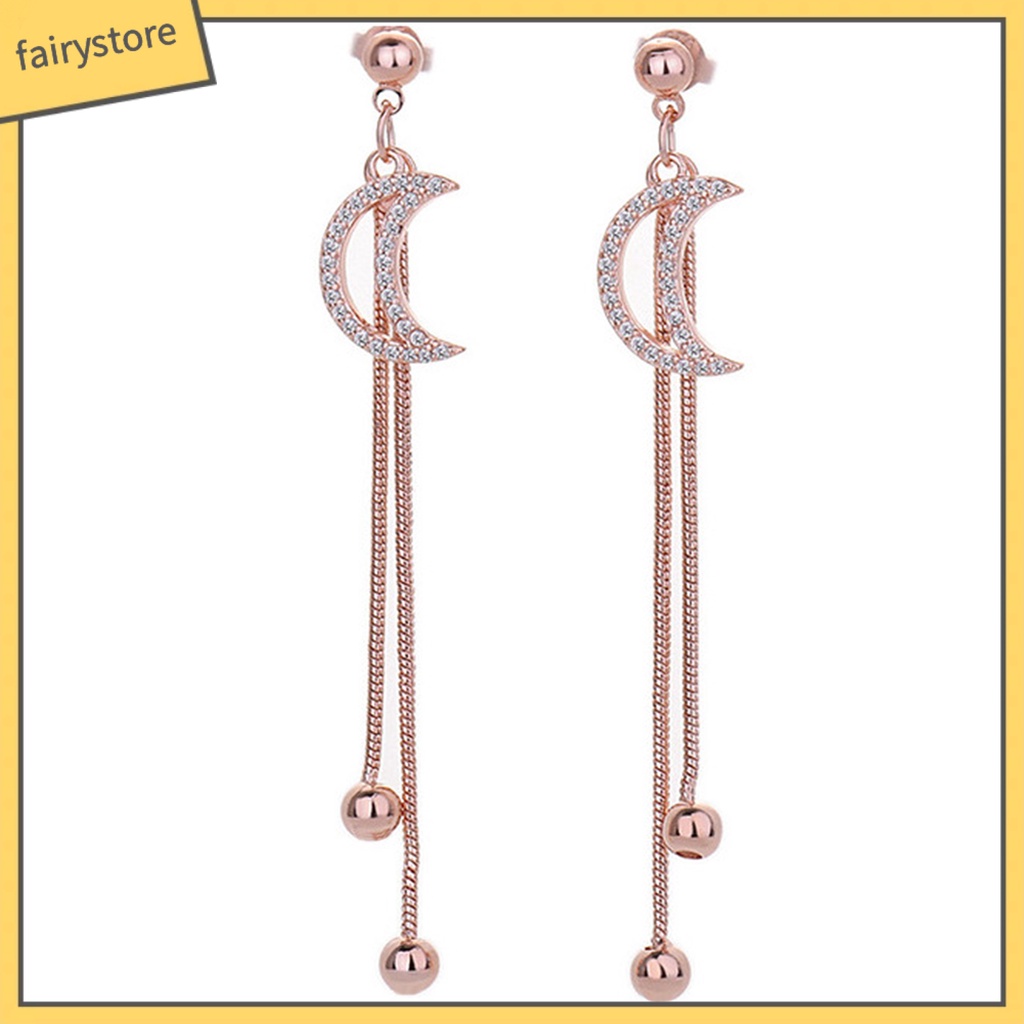 1 Đôi Bông Tai Tua Rua Mạ Điện Đính Đá Lấp Lánh Chống Trầy