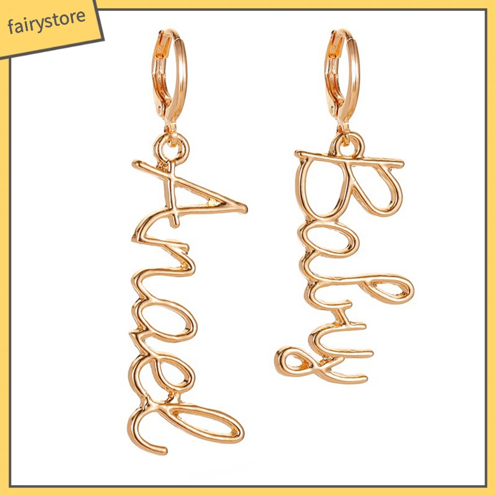 Bông Tai Dáng Dài Hình Thiên Thần Và Chữ Baby Fuck You Thời Trang Cho Nữ