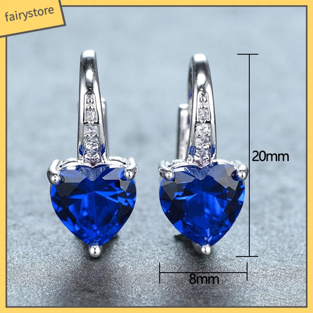 1 Đôi Bông Tai Hình Trái Tim Đính Đá Zircon Sang Trọng