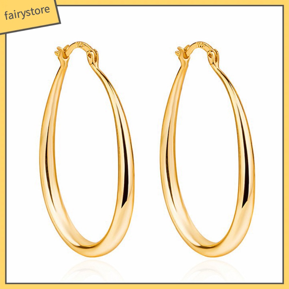 1 Đôi Bông Tai Hợp Kim Hình Oval Đơn Giản Dành Cho Nữ