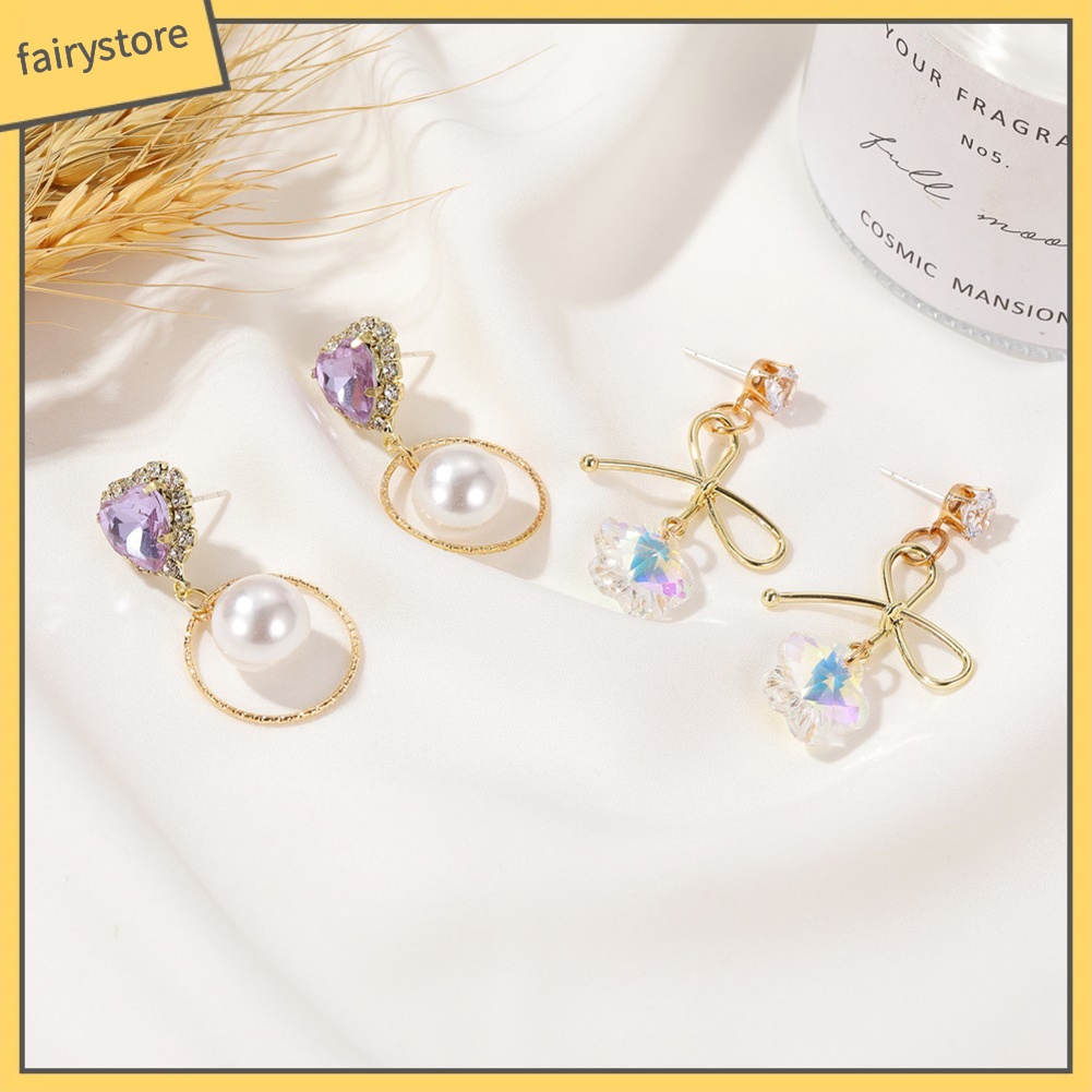 Bông Tai Dáng Dài Đính Đá Zircon Màu Sắc Gradient Thanh Lịch Dành Cho Nữ