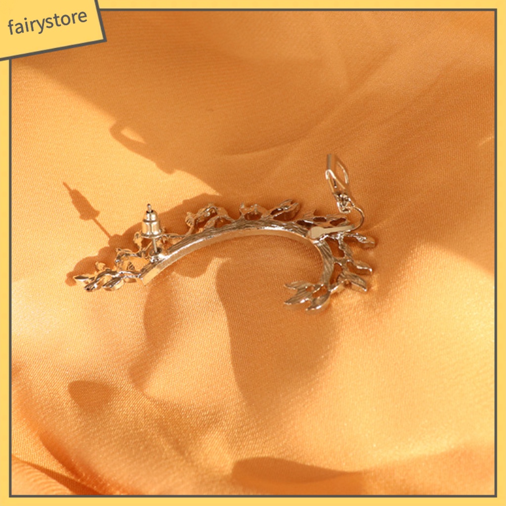 1 Bông Tai Kẹp Hình Chiếc Lá Đính Đá Lấp Lánh Dùng Làm Quà Sinh Nhật