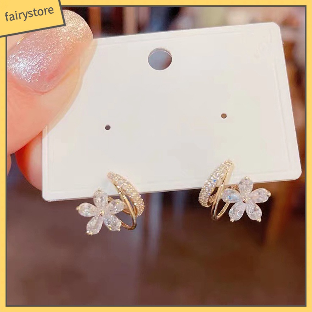 1 Đôi Bông Tai Hình Hoa Đính Đá Lấp Lánh Thời Trang Cao Cấp Dành Cho Nữ