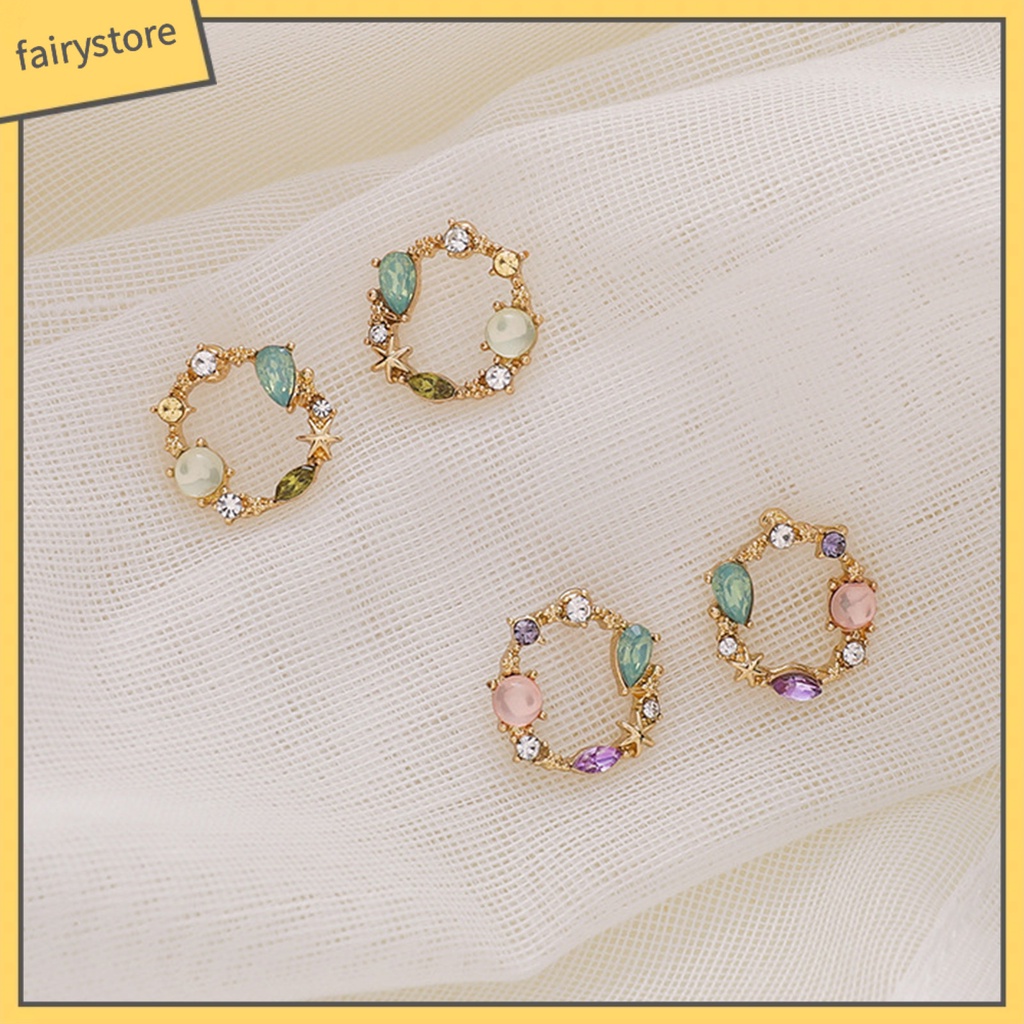 1 Đôi Bông Tai Hình Học Bằng Hợp Kim Đính Đá Tinh Xảo Cho Cuộc Sống Hàng Ngày