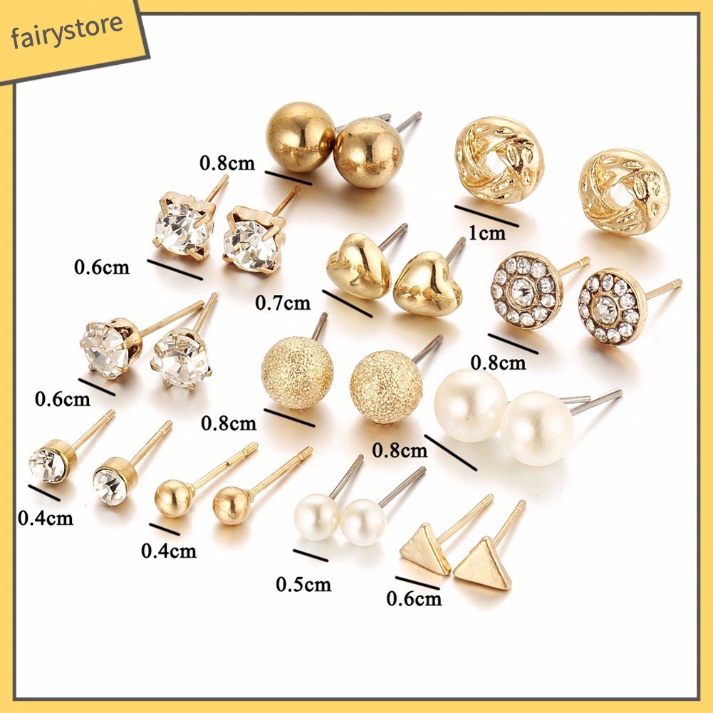 Set 12 Đôi Bông Tai Nhiều Kiểu Dáng Thời Trang Cho Nữ