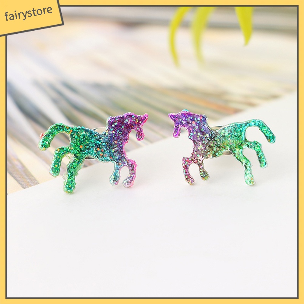 Bông Tai Hình Kỳ Lân Nhiều Màu Lấp Lánh Quyến Rũ Cho Nữ