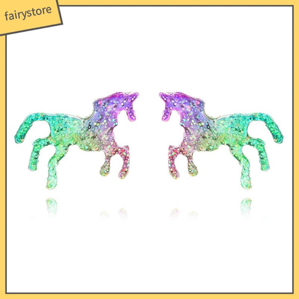 Bông Tai Hình Kỳ Lân Nhiều Màu Lấp Lánh Quyến Rũ Cho Nữ