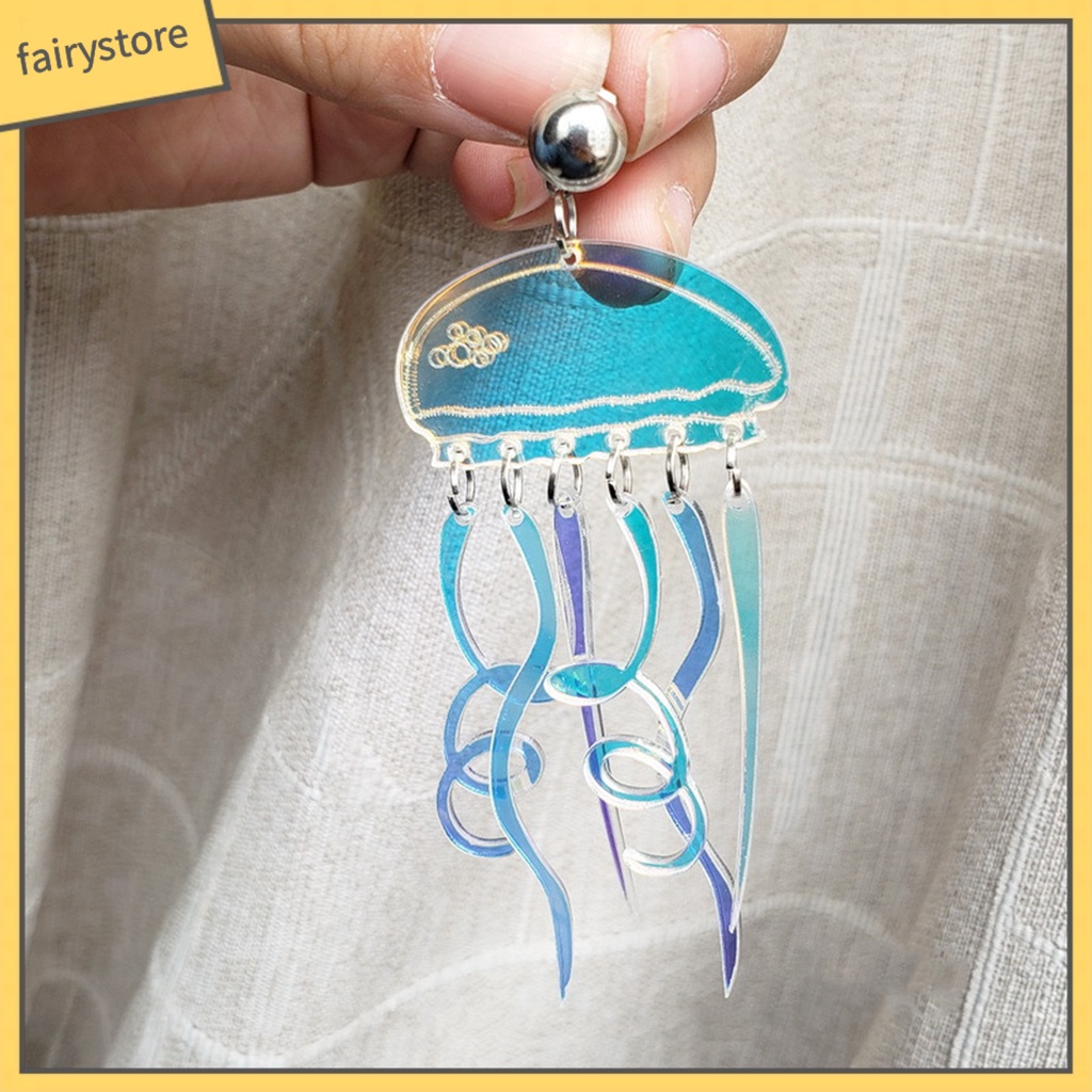 1 Đôi Bông Tai Hình Sứa Hoạt Hình Dạng Cong Bằng Acrylic Cho Nữ