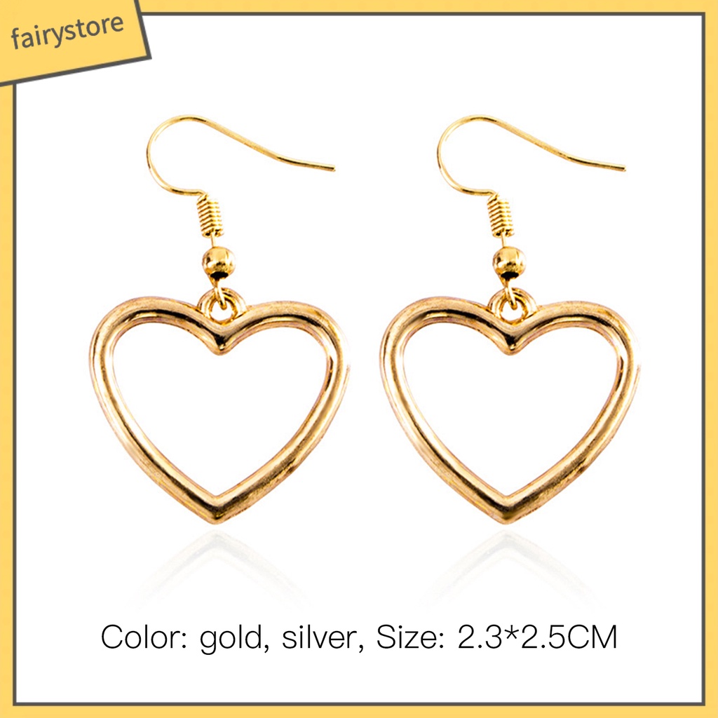 1 Đôi Bông Tai Hình Trái Tim Rỗng Thời Trang Dành Cho Nữ