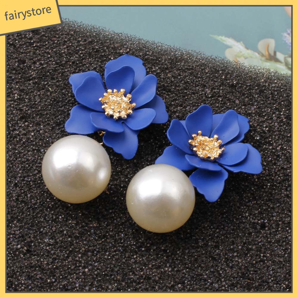 Bông Tai Hình Hoa Đính Ngọc Trai Giả Ngọt Ngào Thời Trang Mùa Hè Cho Nữ