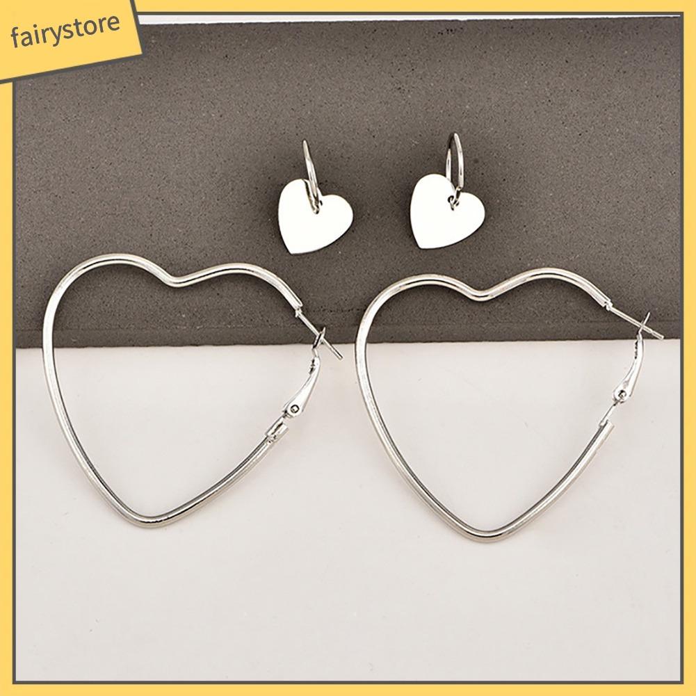 1 Đôi Bông Tai Hình Trái Tim Thời Trang Dành Cho Nữ